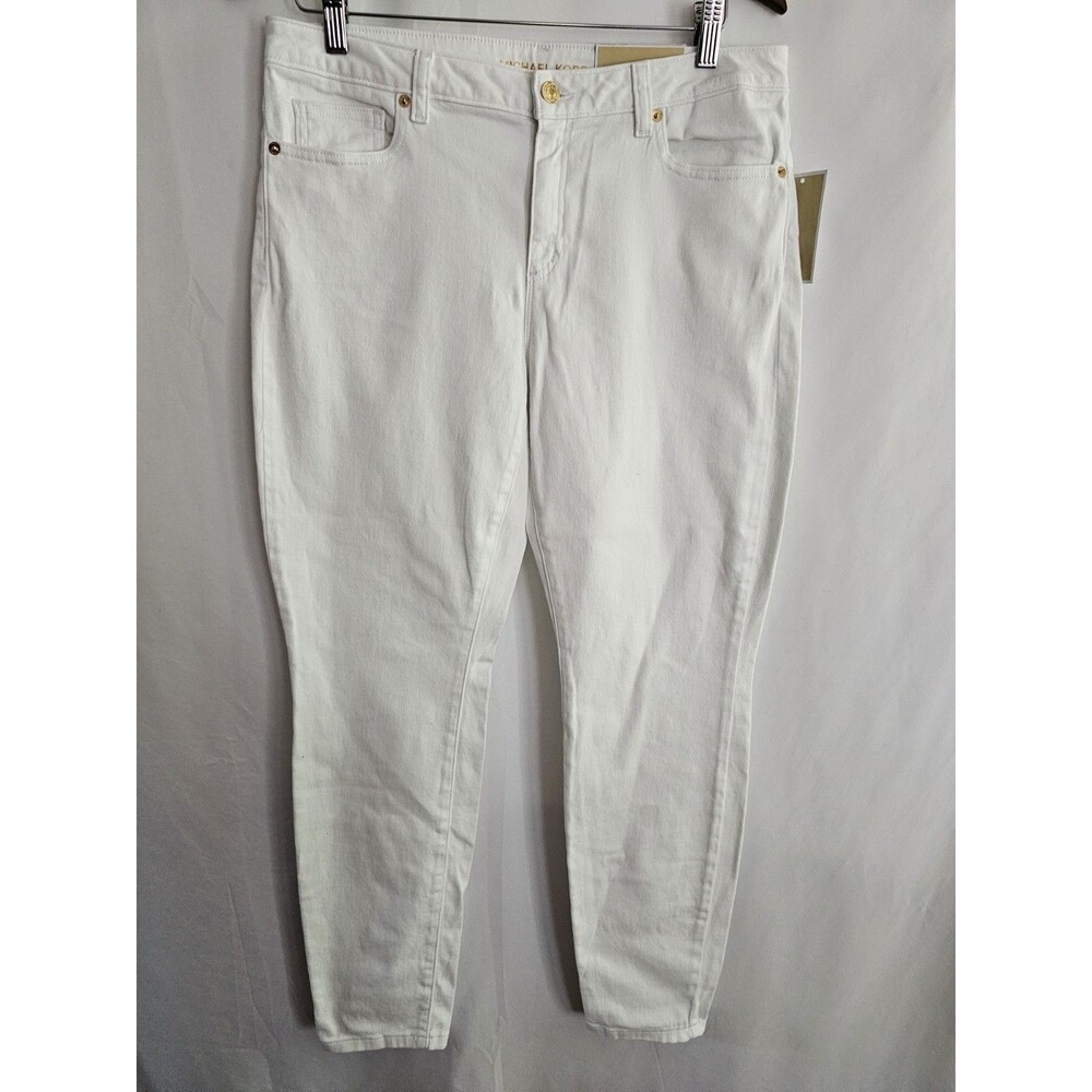 Michael Kors Izzy Skinny White Jeans Womens Size 10 NWT Mid Rise